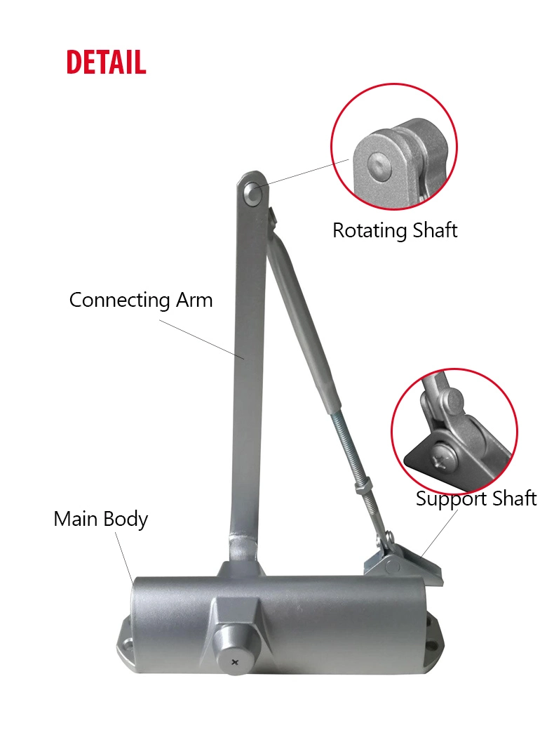 Building Door Hardware Aluminium Adjustable Automatic Overhead Hydraulic Fire Hold Open Best Door Closer